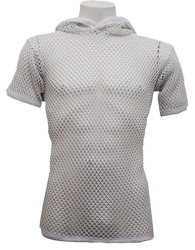 Crystal Mens 100 Cotton String Mesh Short Sleeve T Shirt With Hood eBay